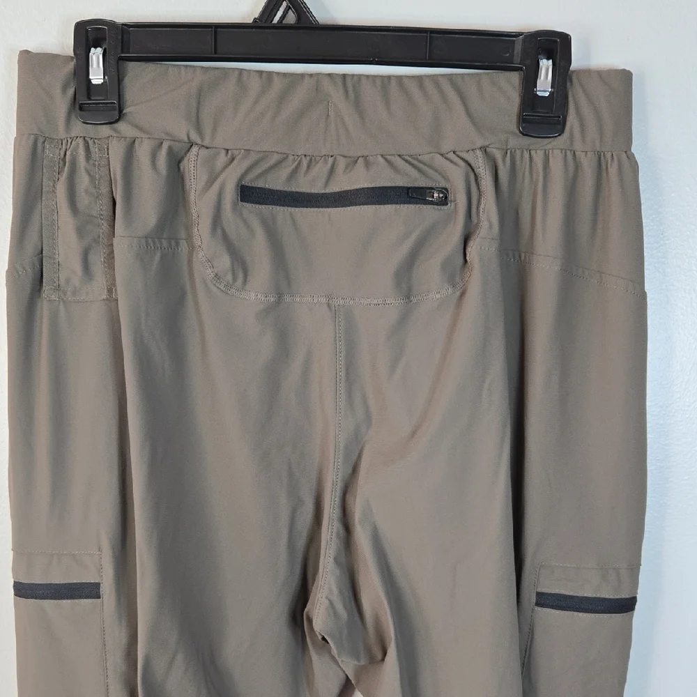 ASRV Men's Medium Tannish Gray Black Trim Active Drawstring Cargo Jogger Pants - Picture 5 of 15